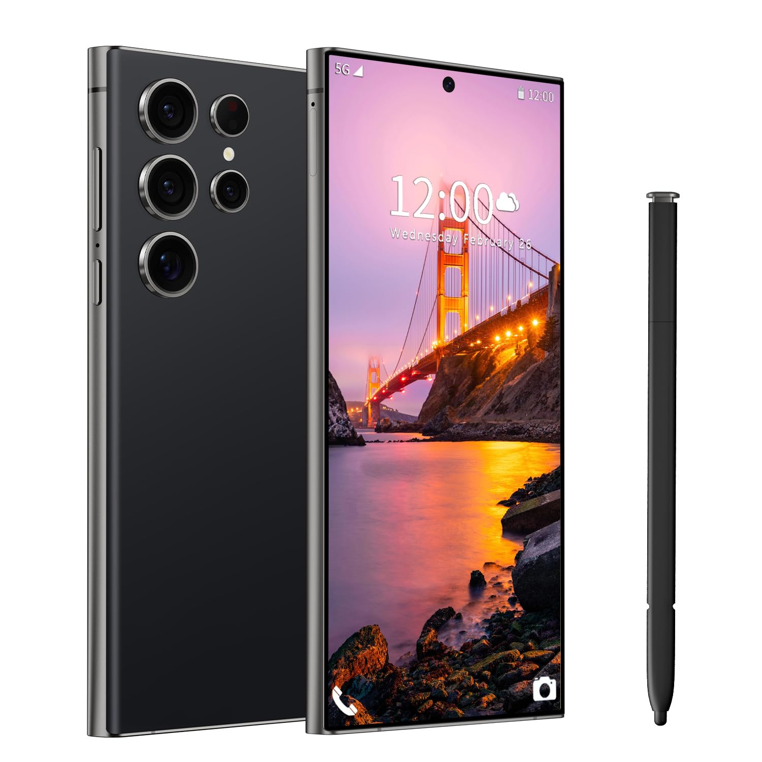 I24 Ultra Unlocked Phone,Built in Pen The Phone,Smartphone Battery 6800mAh 6.8" HD Screen,Android 14 16+512GB with 128GB Memory Card Cell Phone,5G/Face ID/Fingerprint Lock/GPS (Black, 16+512GB)