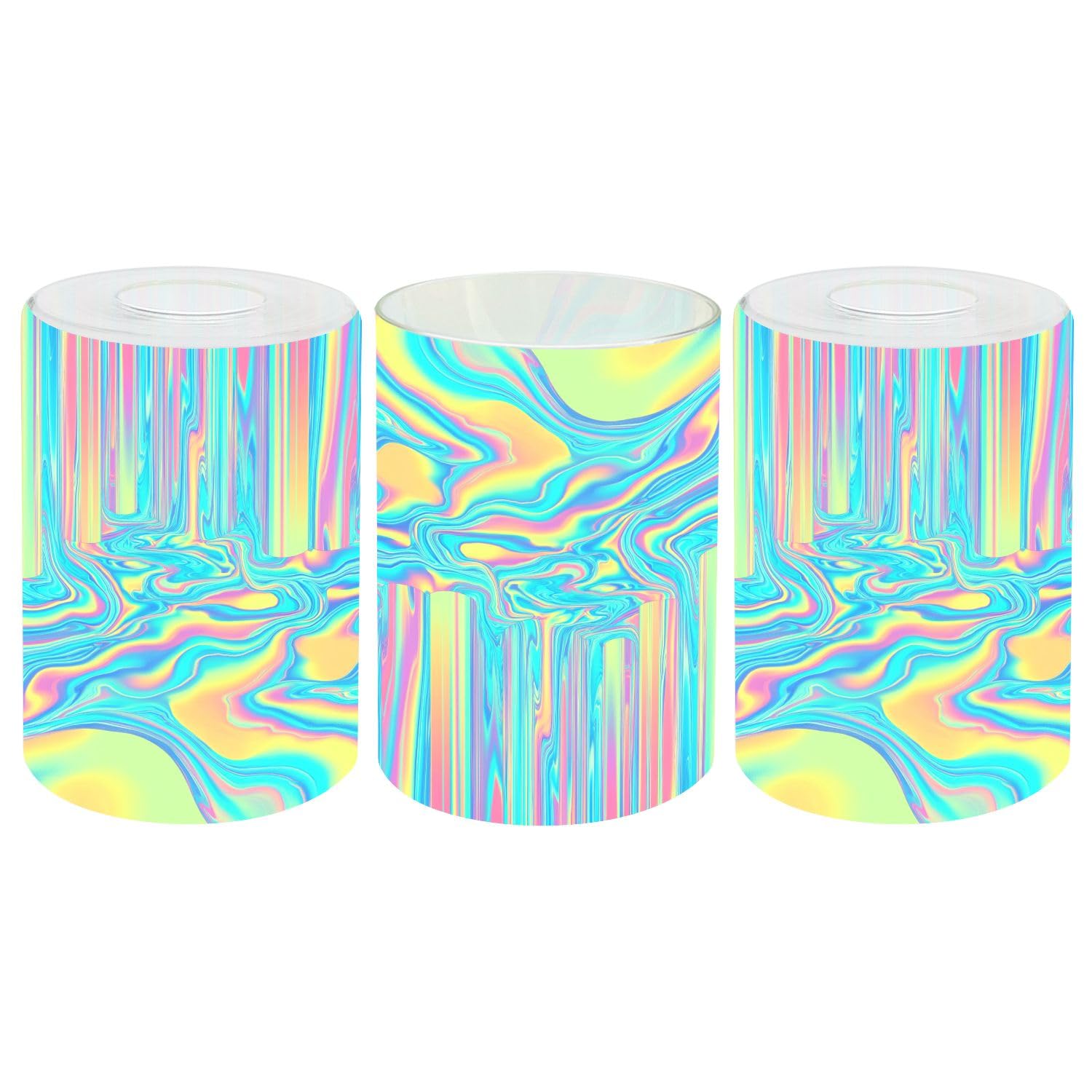 3 Pack Cylinder Glass Lamp Shade abstract holographic