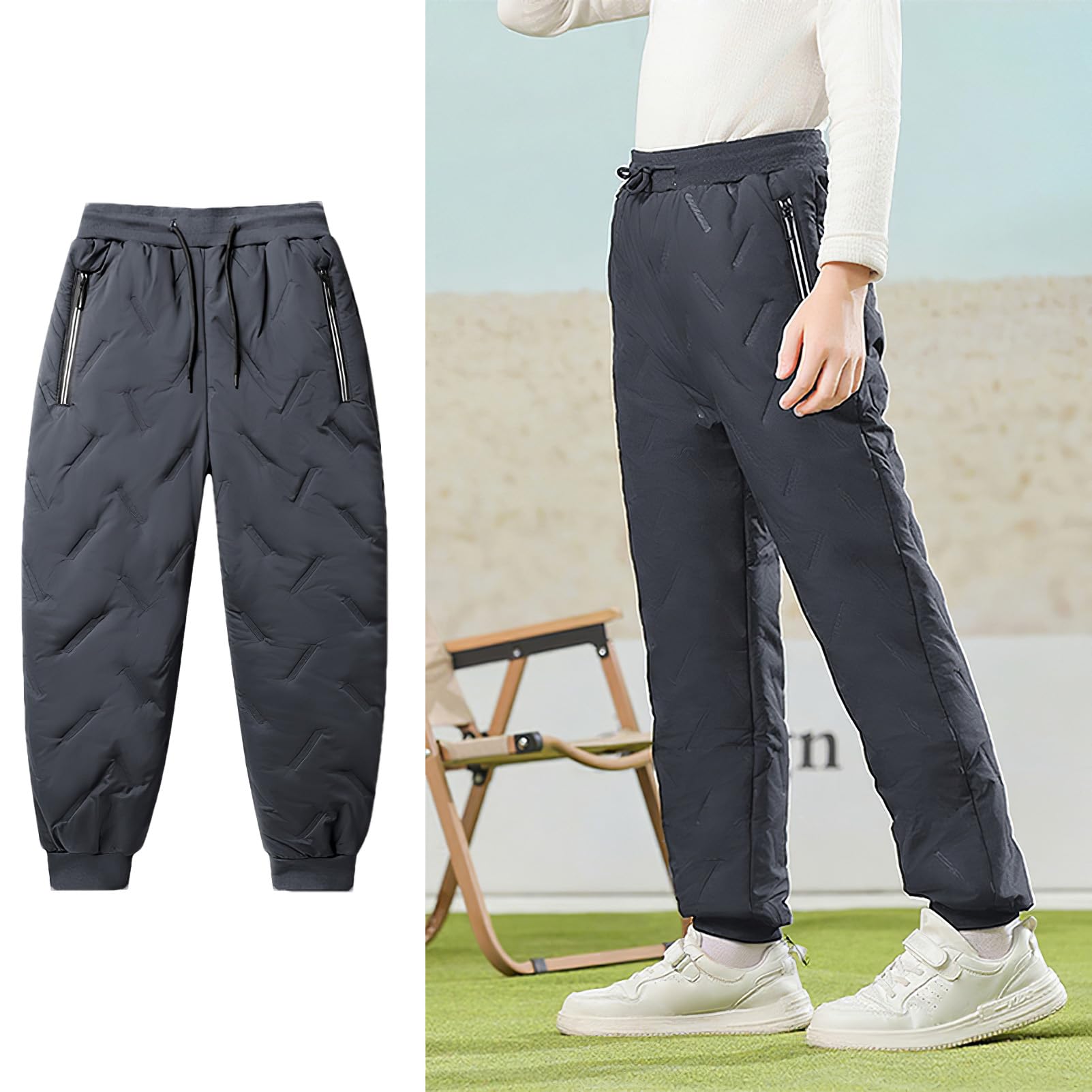 amropi Ensemble de Survêtement en Polaire pour Garçon Veste à Capuche Doublée de Fourrure Pantalon de Jogging Tenue de Hiver