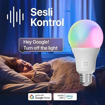 Xenon Smart Wi-Fi Led Smart RGB Bulb Mobile Application Controlled Google Home and Alexa Compatible Multi Color Lamp (1 Piece) X7021 [Energy Class F]