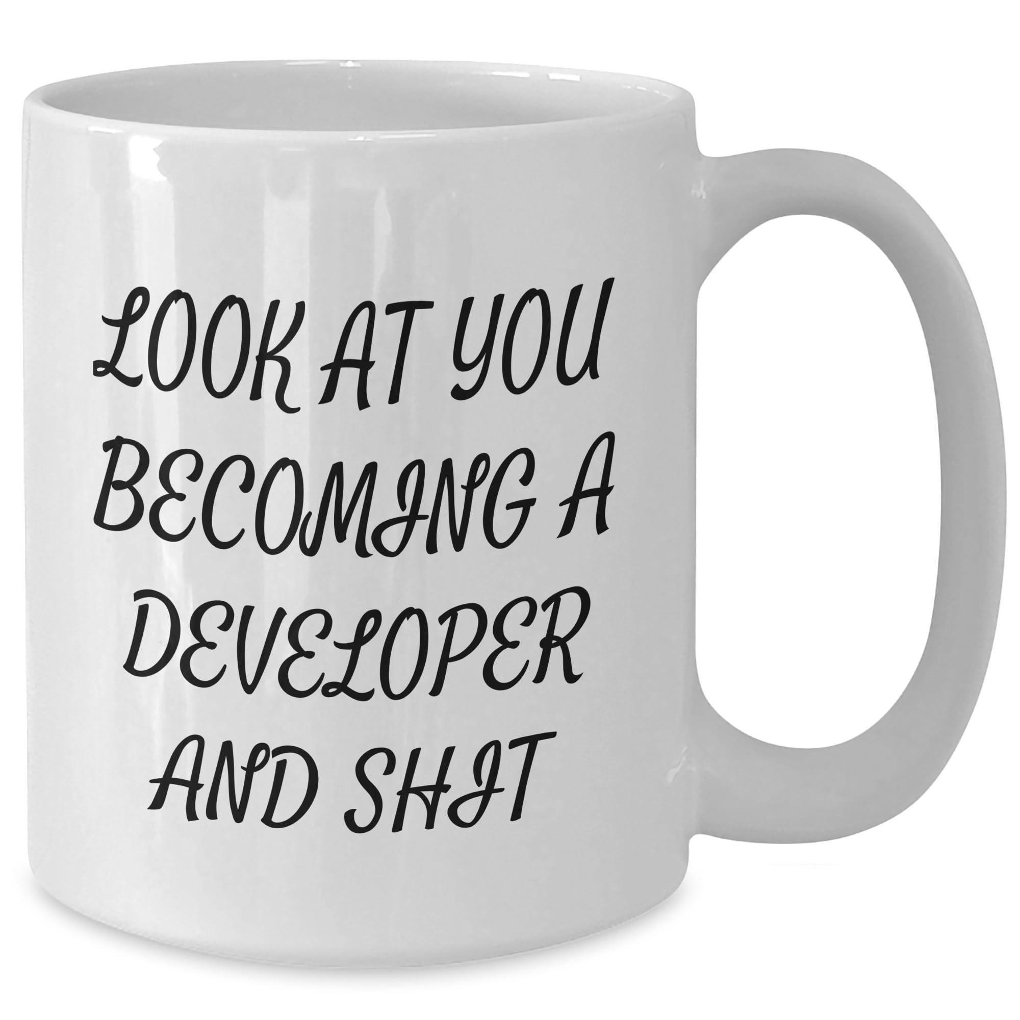Funny Developer White Coffee Mug Gifts from Friends for Birthday - Look At You Becoming A Developer