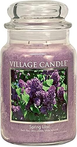 Miniatura 5 de Village Candle Fresh Cut Peony and Spring Lilac - Juego de velas en tarro de boticario de cristal grande (paquete de 2)