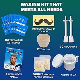 Nose Wax Kit |100g Wax, 30 Applicators | No Microwave Needed | Ear and Nose Hair Removal Waxing Kit for Men and Women | Pre/Post-Waxing Wipes | Mustache| Ear Hair Removar, 5 Weeks Lasting