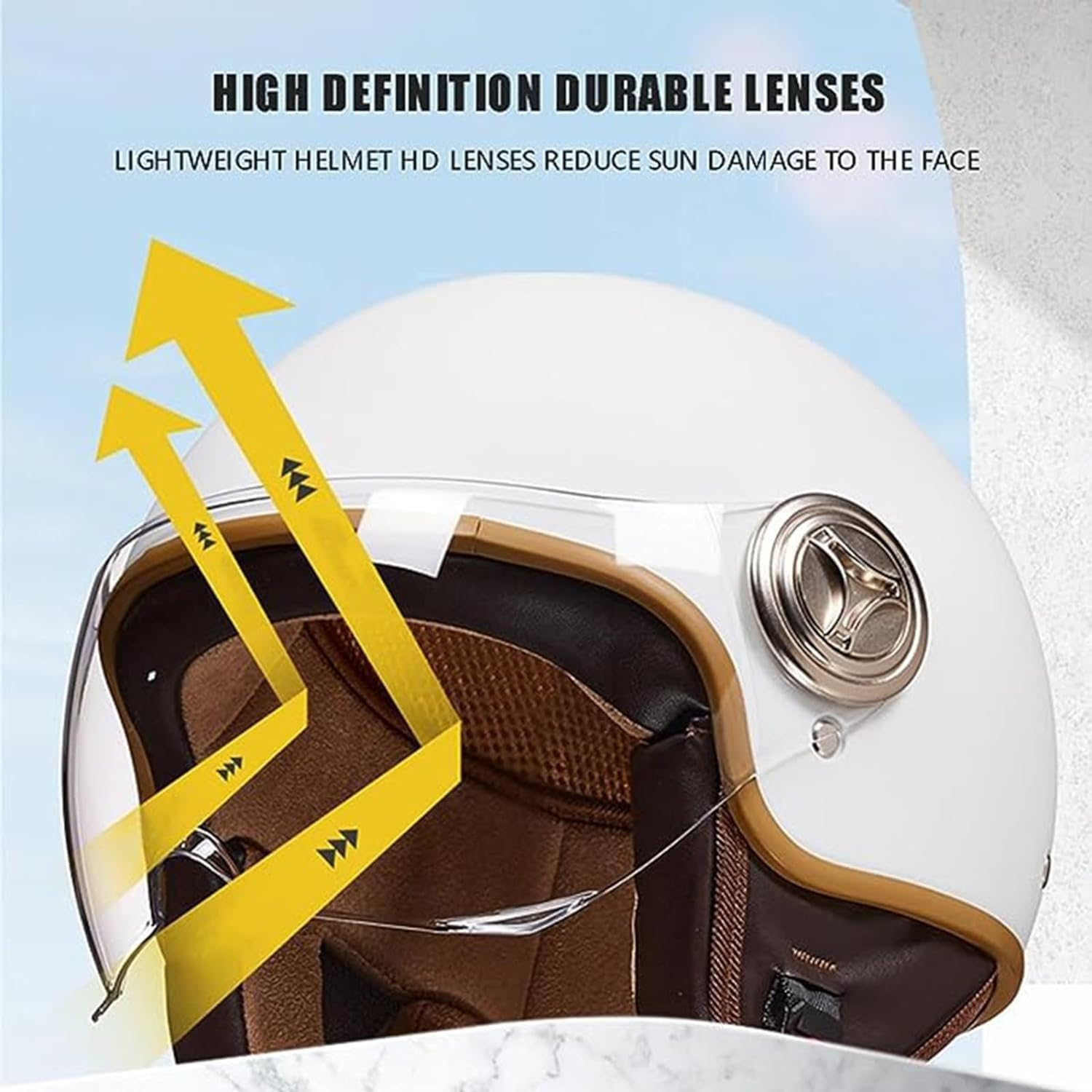 Casco moto per bambini, Casco scooter, Casco aperto con visiera parasole, Casco scooter per ragazze, Casco ciclomotore per ragazzi, 54-61 cm, per bambini 5-12 anni A,54-61CM