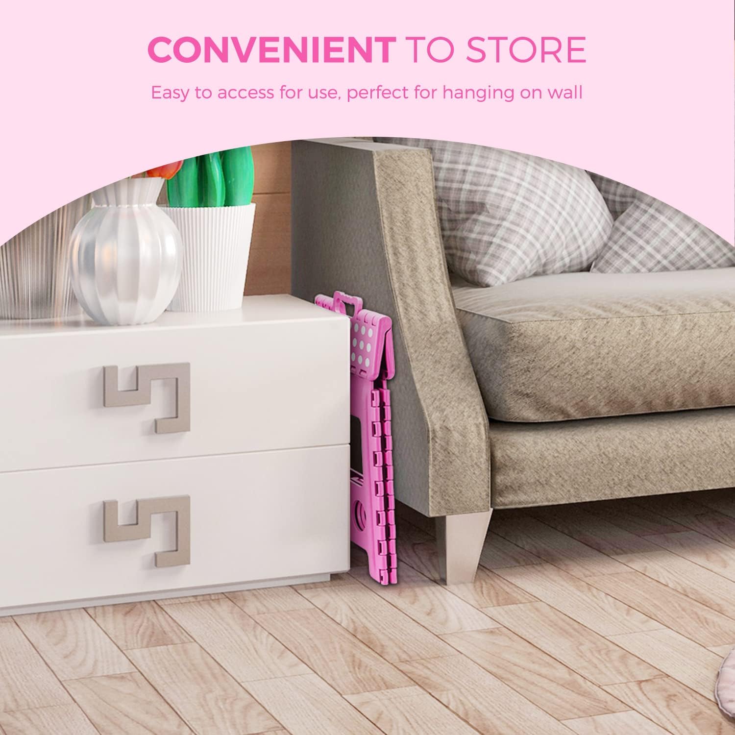 ACKO Folding Step Stool for Adults and Kids 16 Inch Stool Non Slip Step Stool Folding Heavy Duty Plastic Foldable Stepstool, Step Stools Hold Up to 300lb Stepping Stool Pink 1 Pack