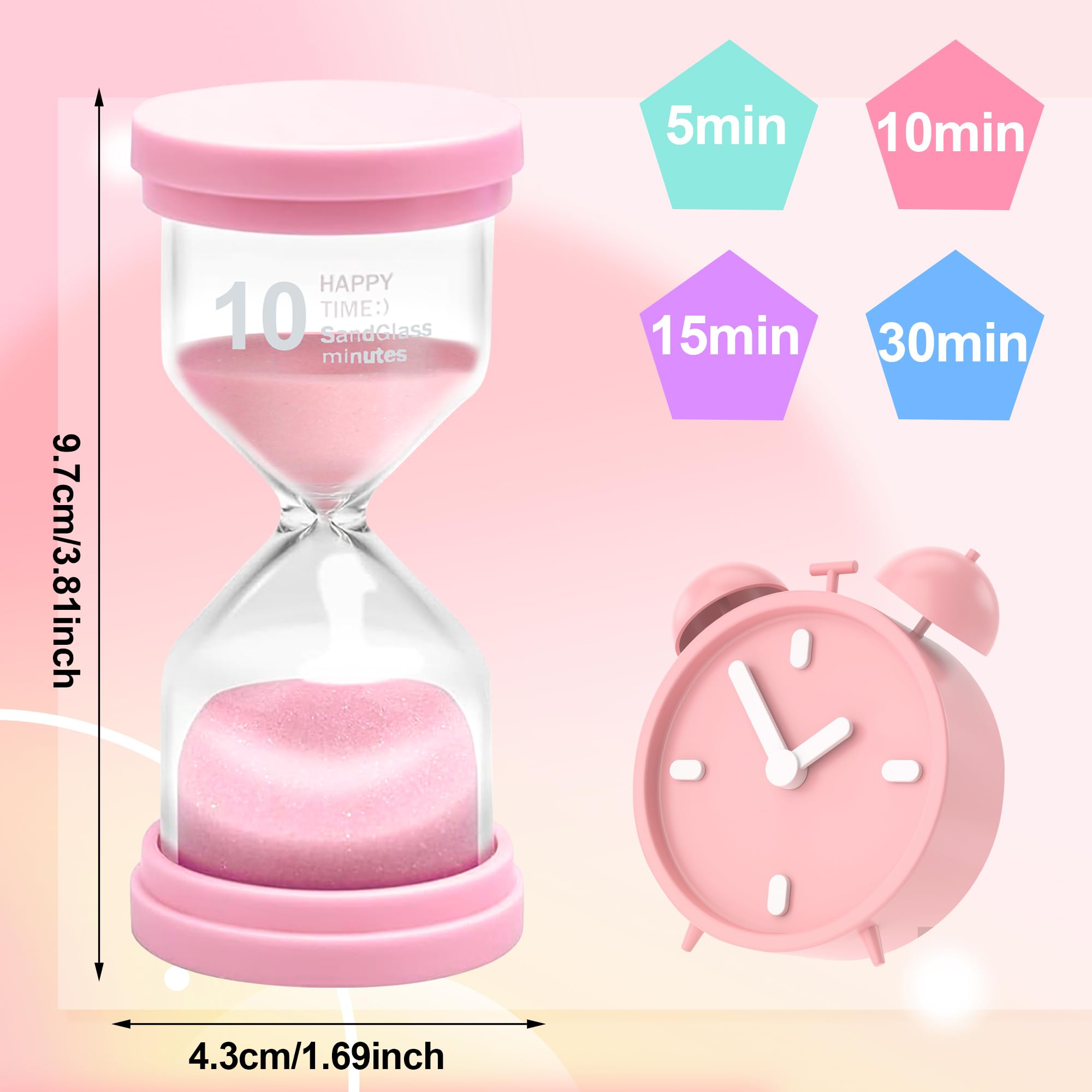 Shindel Sanduhren-Set – 6 Stück (1/3/5/10/15/30 Min) | Bunt, Bruchfest Für Kinder, Küche, Büro