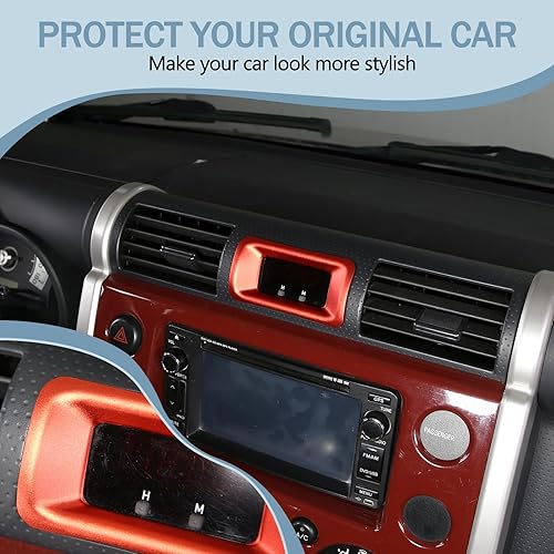 Miniatura 6 de LLKUANG Reloj de consola central de automóvil de aleación de aluminio, marco decorativo para Toyota FJ Cruiser 2007-2021, accesorios interiores de