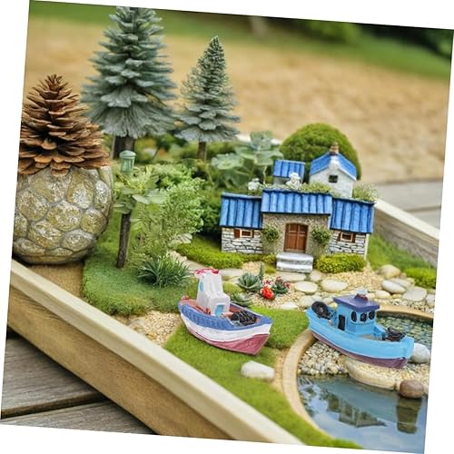 Miniatura 5 de STOBOK 8 piezas de decoración de casa para el hogar, modelo de estatuilla, musgo, playa, barco, pesca, barco, decoración, modelo de suite,