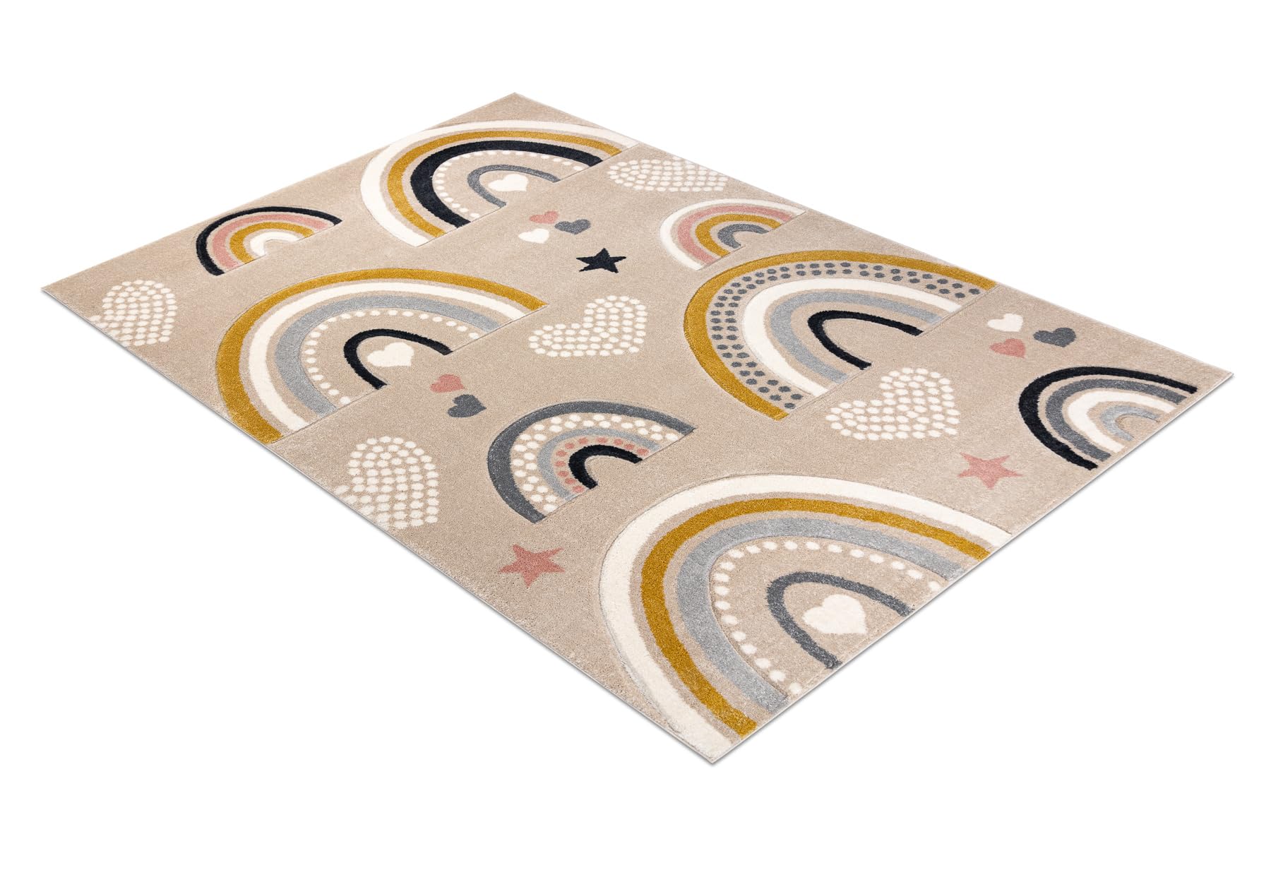 Kiddo Teppich 6109 Creme/weiß Regenbogen-Herzmotiv 160x220 cm