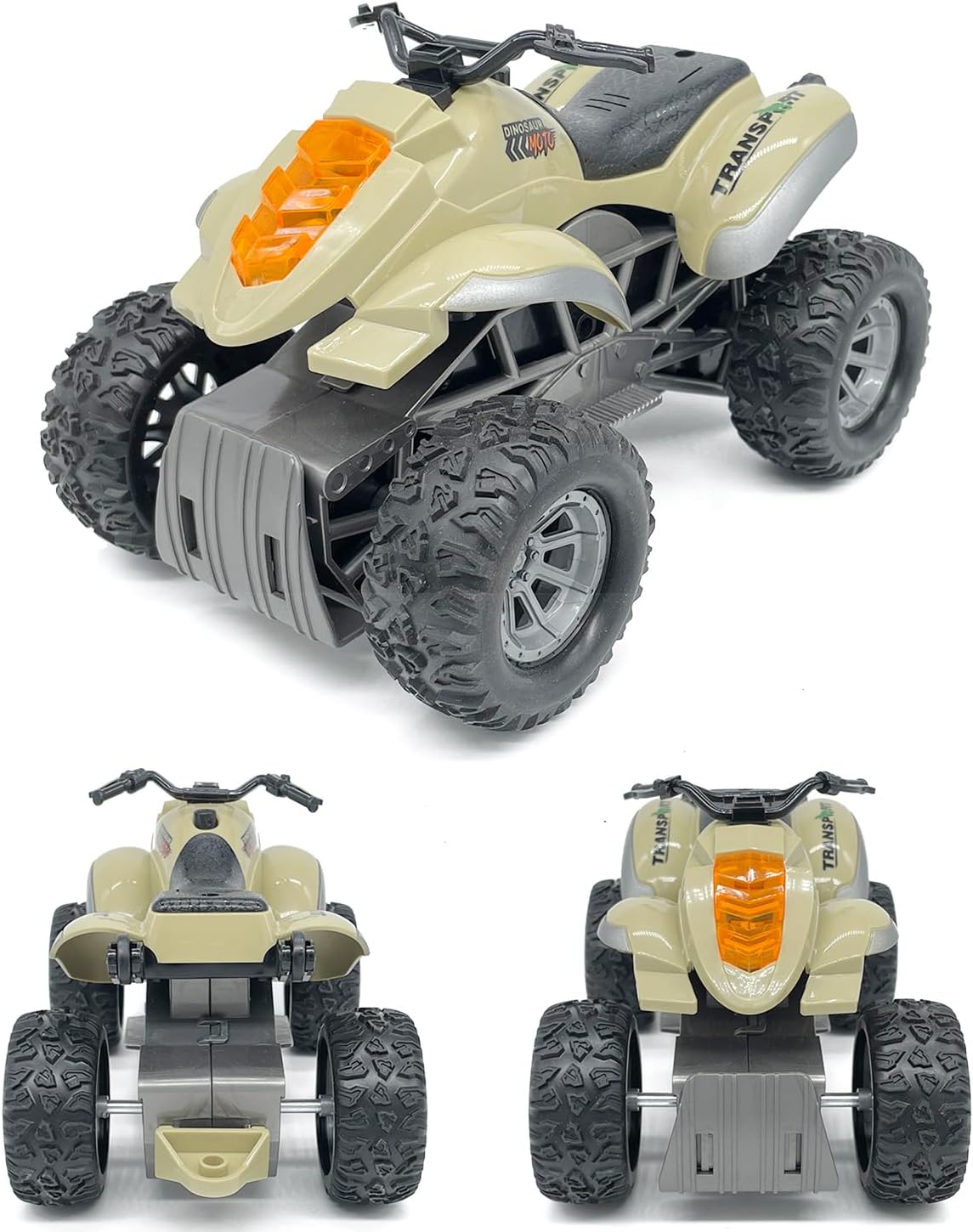 Large ATV Toy with Trailer Dinosaur Transport Truck Toys T Rex Carrier Jurassic Dino Rescue Friction Power Light and Sound Dinosaur Toys for Boys 3 4 5 6 7 8 Years Old Kids Toddlers Birthday Gifts