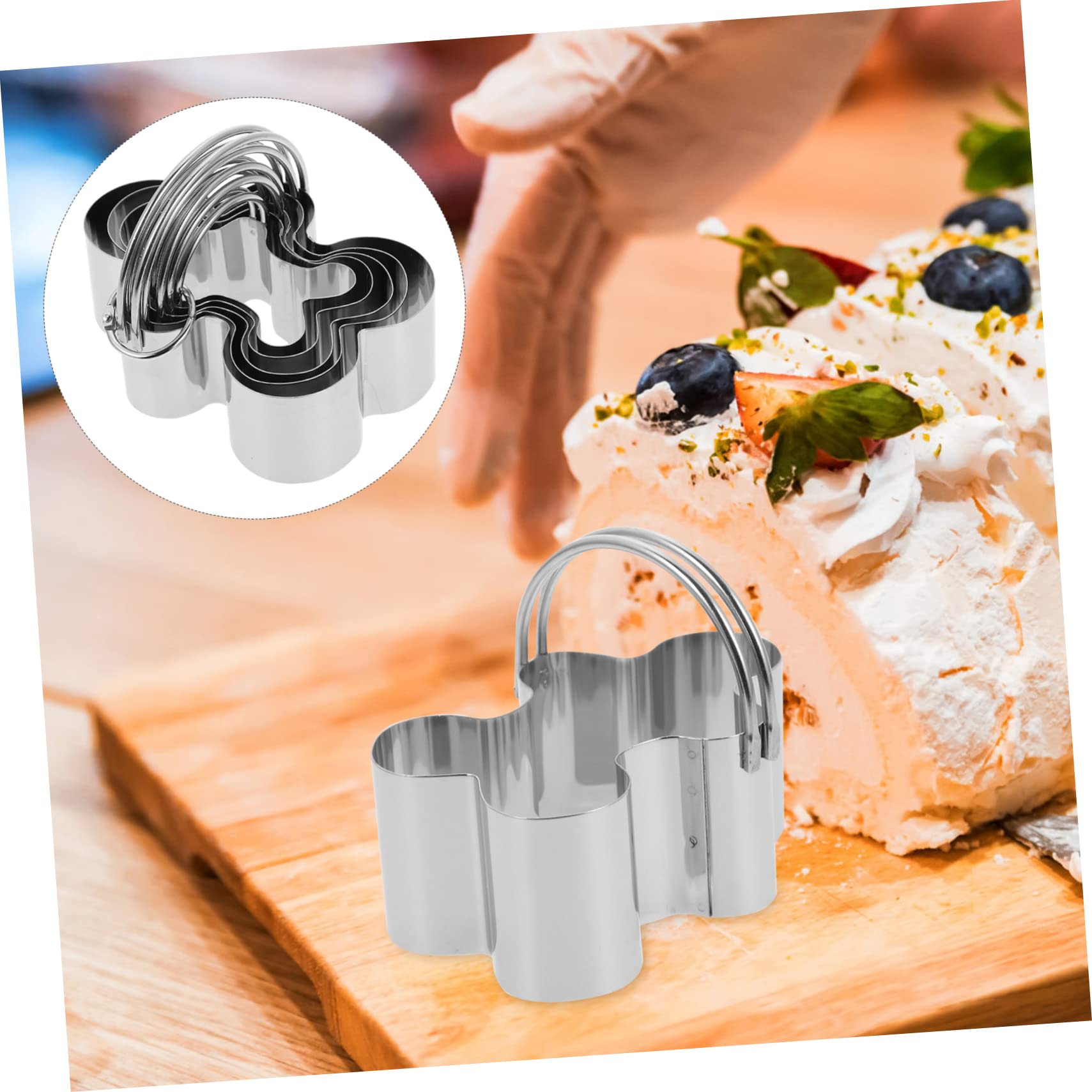 Cabilock 4 Sätze 5-teiliges Set Mousse-ringe Bausatz Keks Backen Plätzchen Küchenmaschiene Kochgeschirr Formen Von Ausstechformen Tragbarer Mousse-ring Rostfreier Stahl Silver 5 Stück * 4