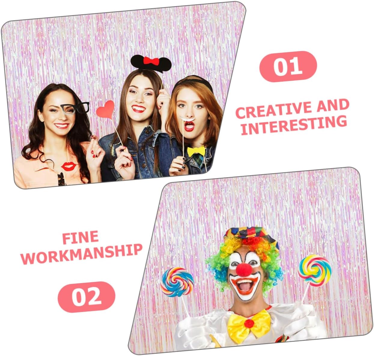 Luxshiny 2sets Rainbow Tinsel Backdrop Curtains for Birthday Parties Wide High Lightweight Streamers for Festive Decoration and Photo Booth Fun