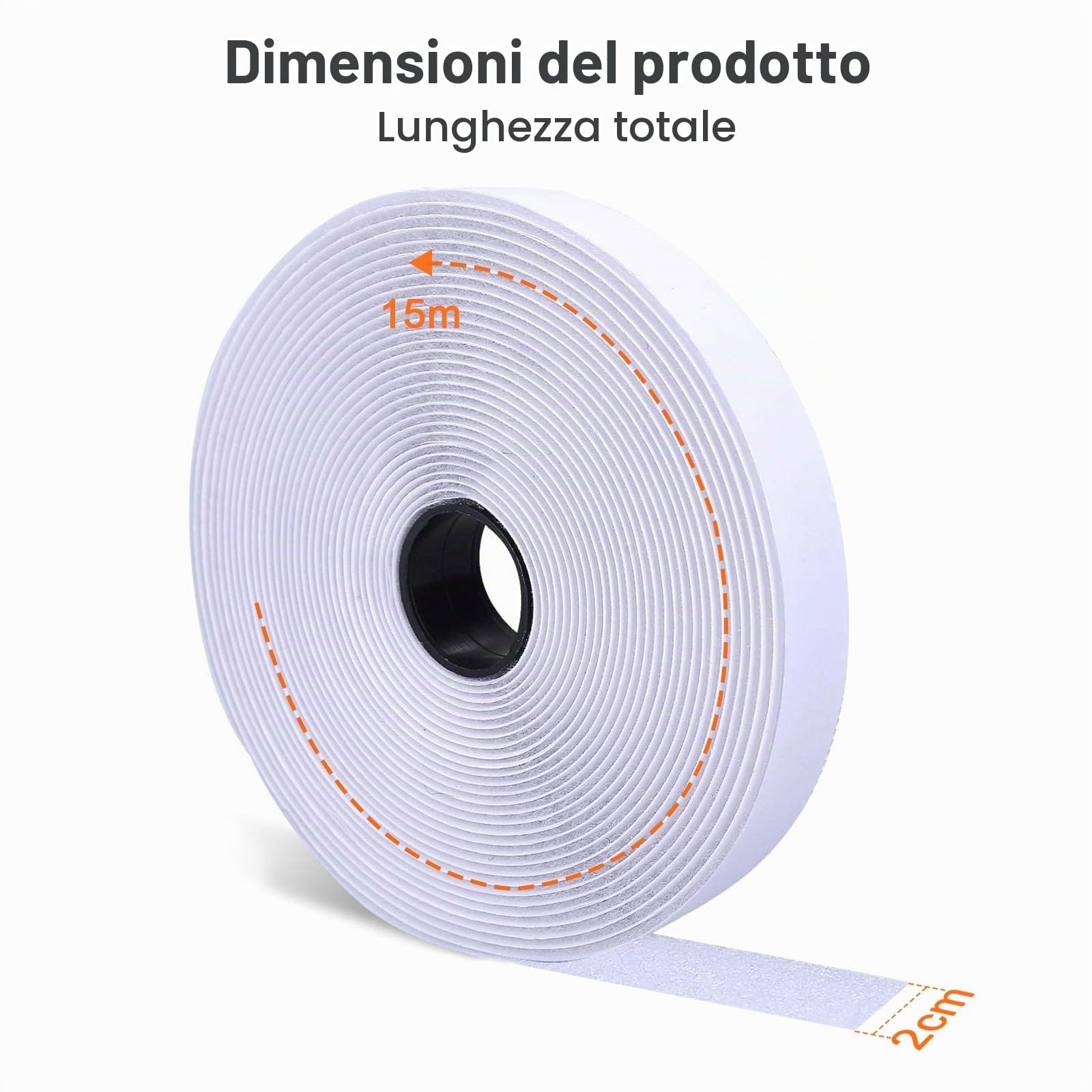 Nastro Adesivo Biadesivo SURFOU 15 m x 20 mm Extra Forte Hook & Loop per Tessuti Zanzariere Cuscini Tappeti