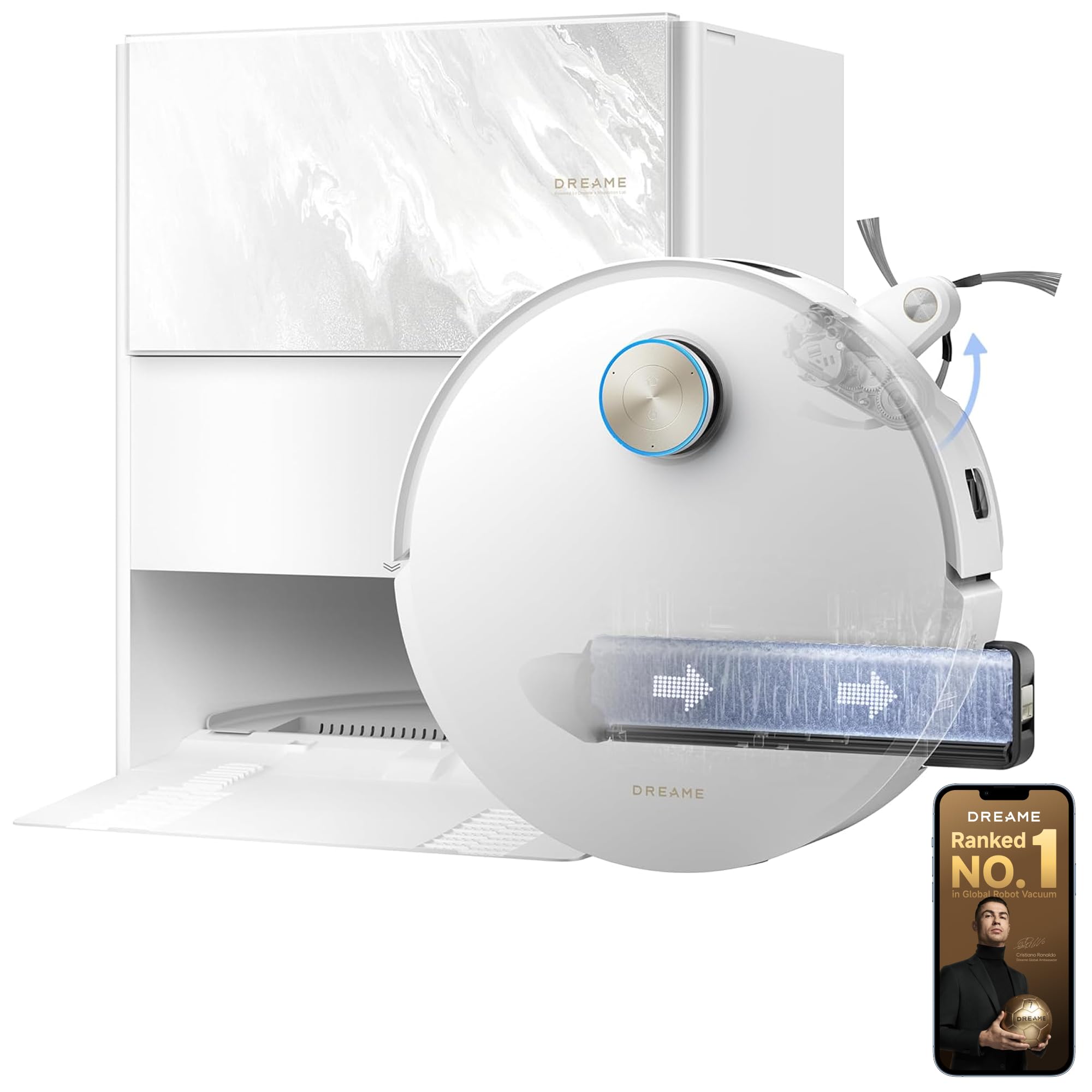 dreame Aqua10 Ultra Track Complete Robot Vacuum, TrackSync Hot Water Mop