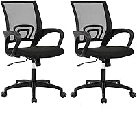 Vista 20 de Meet perfect Silla de oficina con respaldo medio, moderna silla ejecutiva de escritorio para computadora, silla giratoria con ruedas, silla Negro