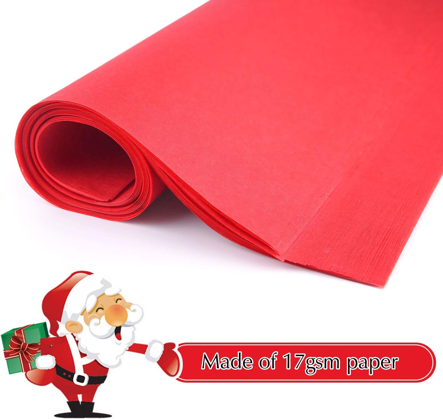 FEPITO 100 Sheets Red Christmas Tissue Paper - Gift Wrapping Paper for Xmas Presents, Crafts (14 x 20 Inch)
