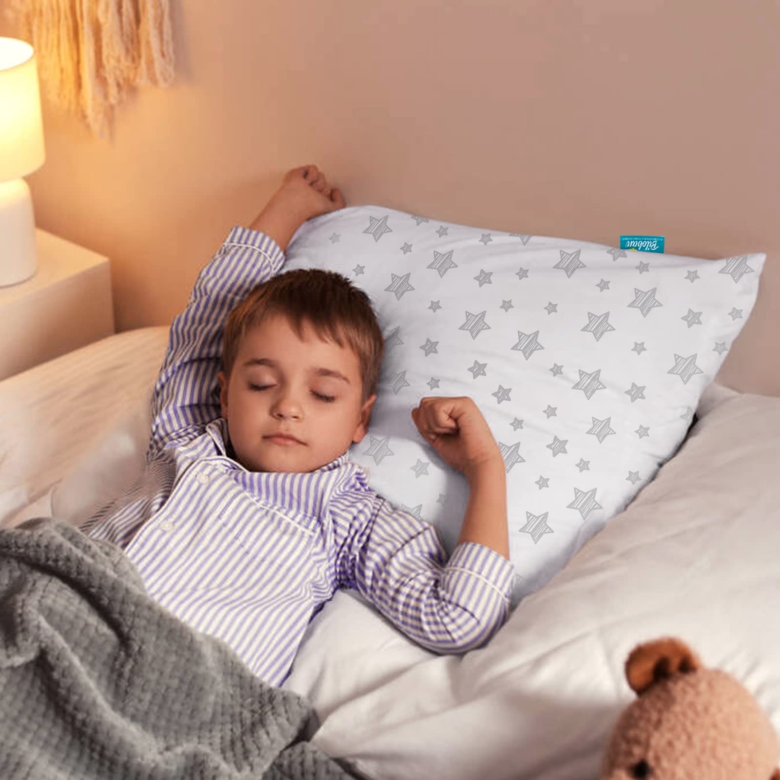Biloban Paquete de 2 fundas de almohada de algodón orgánico (solo funda de almohada), funda de almohada para niños para dormir, almohada de tamaño 16 x 22 pulgadas, funda de almohada de viaje para