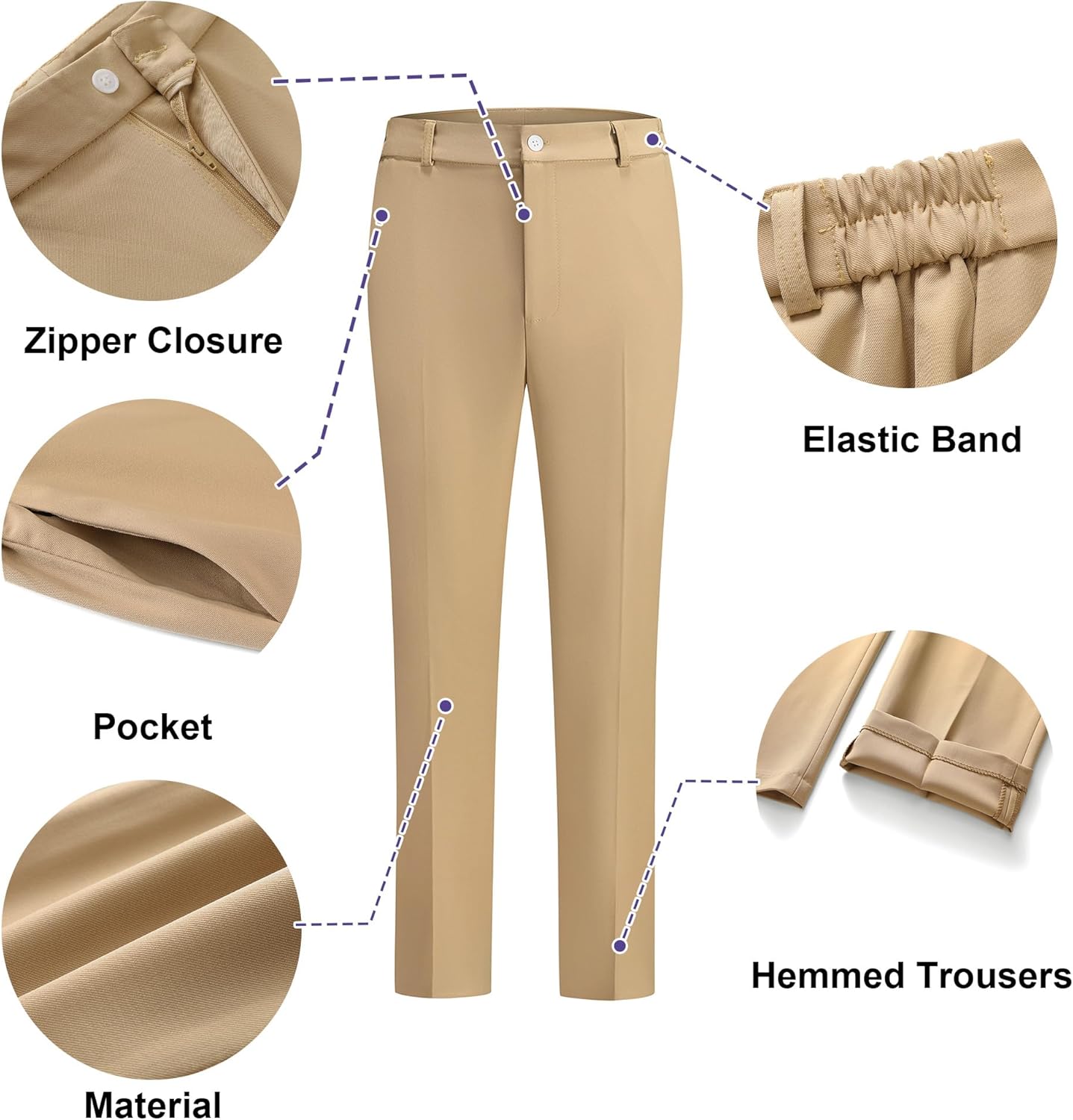 Women's Suit Set One Button Notched Lapel Blazer & Elastic Waist Pants for Office Formal Business Professional Wear - Image 3