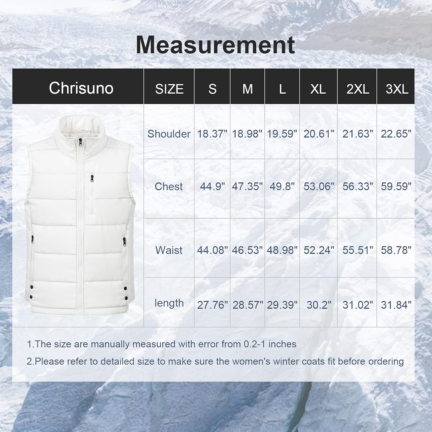 Chrisuno Men's Lightweight Winter Puffer Ski Vest Jacket Packable Outerwear - Image 7