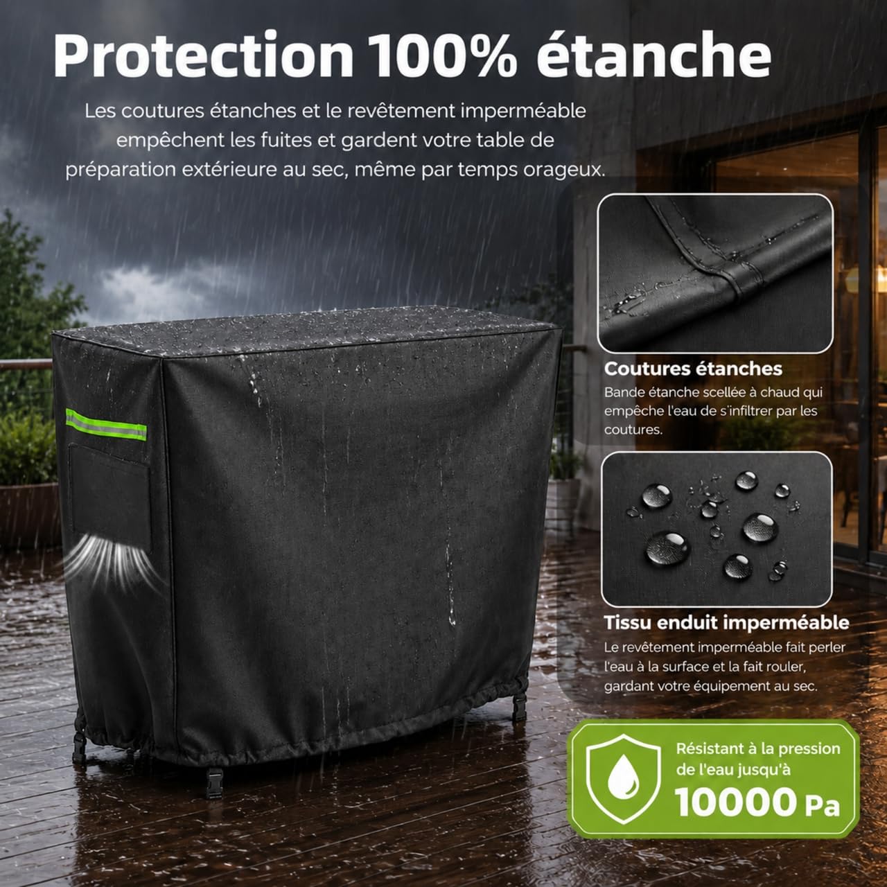 Funda para carrito Plancha, 100 x 60 x 90 cm (largo x ancho x alto), funda protectora para barbacoa, lona impermeable de poliéster con goma elástica para plancha y carrito