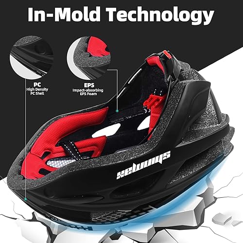 Miniatura 5 de Shinmax Bike Helmet, CPSCCPC Certificated Bicycle Helmet with Detachable Magnetic Goggles&Led Back Light&Portable Backpack Cycling Helmet Adjustable