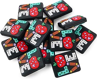 Sunrony 12PCS Silicone Focal Beads for Keychain Making, Pencil Focal Silicone Beads for Pens, Bracelet Necklace Crafts(Pencil Love)