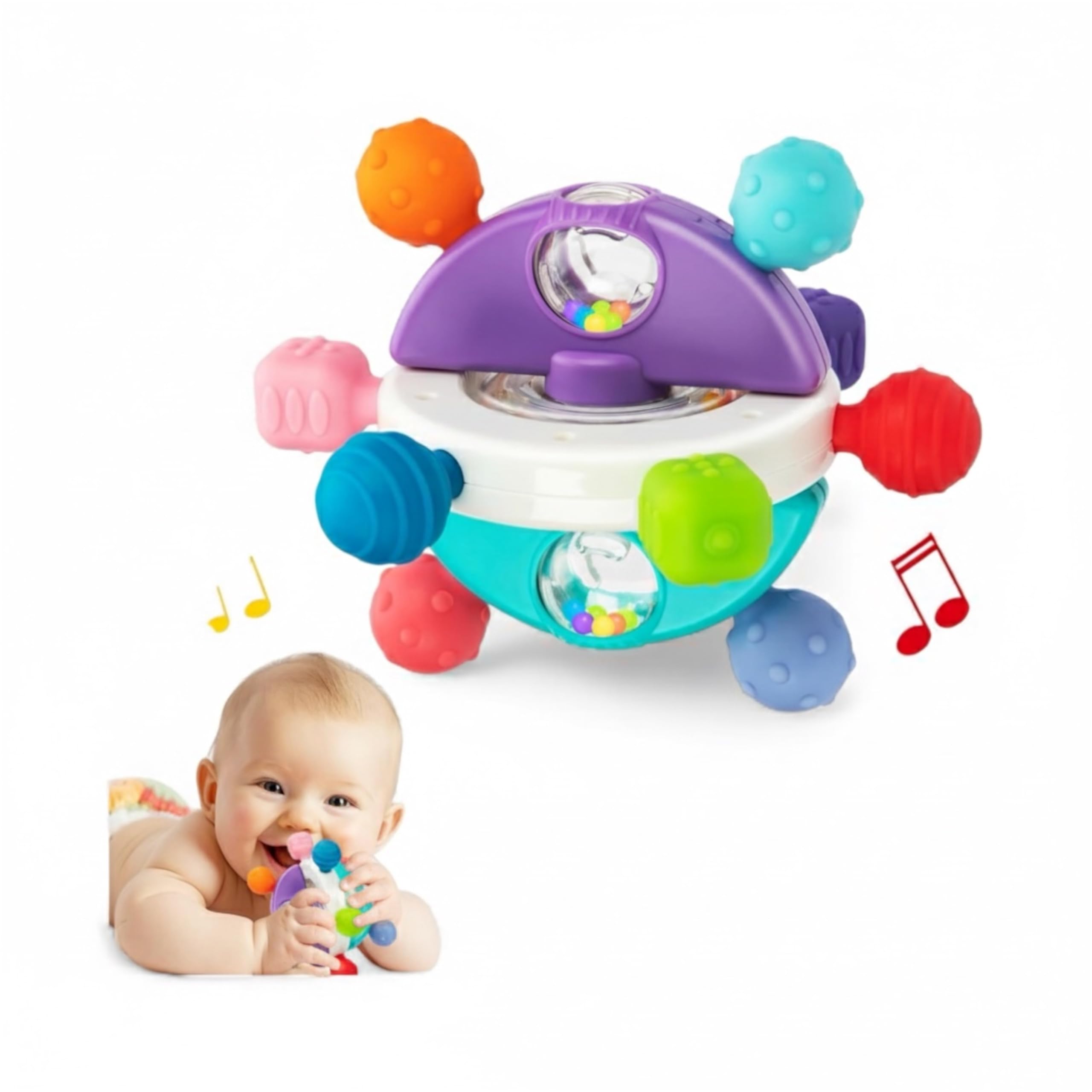 Baby Teething Toys for Infant New Born 0,1,2,3,4,5,6 Month to 24 Months Old Unisex Baby teether Toy Shower Gift for Girls and boy for chew Relief (Purple-Blue)