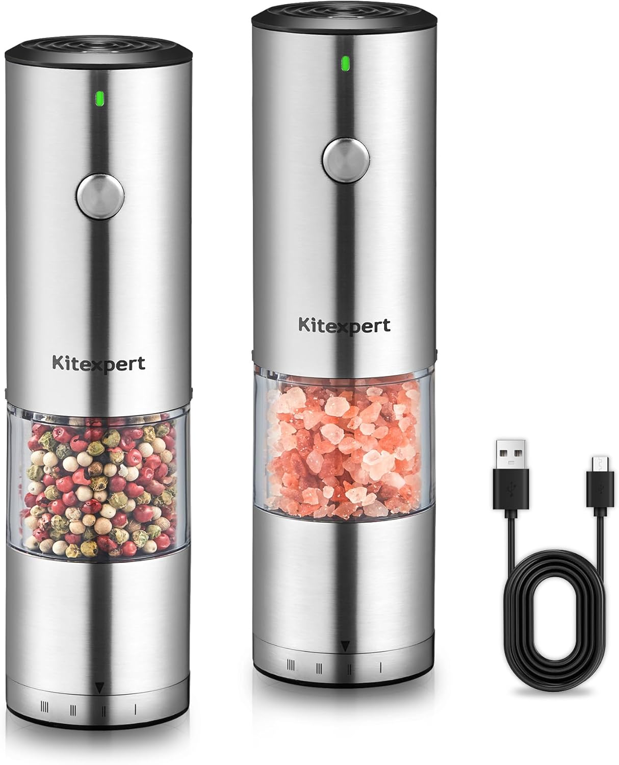 Kitexpert Electric Salt and Pepper Grinder Set USB