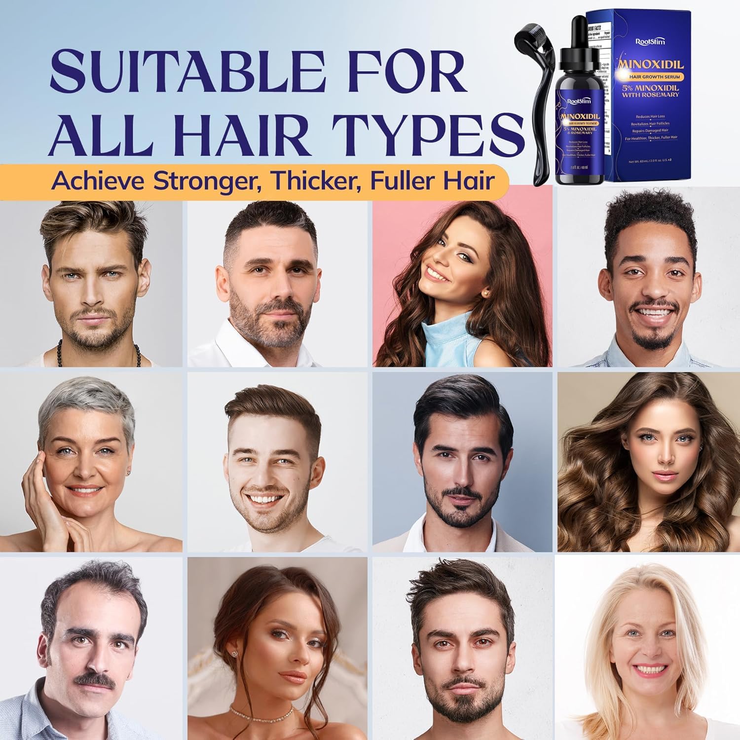 5% Minoxidil Hair Growth Kit for Men and Women: Extra Strength Minoxidil Hair Loss Treatment Serum with Rosemary for Faster Stronger Thicker Hair Growth - 60ML - Image 5