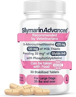 Lebergesundheits-Supplement für große Hunde – Mariendistel Supplement zur Leberunterstützung für Hunde – mit S-Adenosylmethionin (Same) & Silibin – 30 Tabletten
