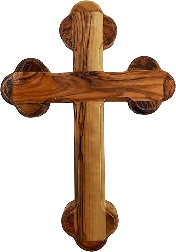 Miniatura 9 de Combo de cruz de Jerusalén de pie de madera de olivo de Tierra Santa de Israel, mediano, cruz tallada a mano en soporte, 4.25 pulgadas