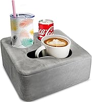 NISDOING Couch Cup Holder Pillow Tray Caddy - Spill-Proof Drink Holder for Sofa, Bed, Car, Camping, Gray