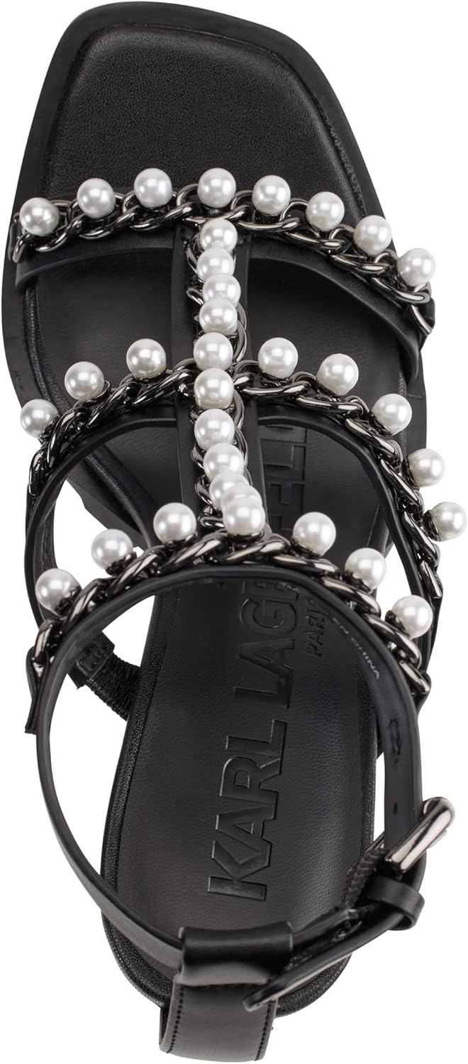 Karl Lagerfeld Paris Women's Midge T-strap Studded Heel Sandal