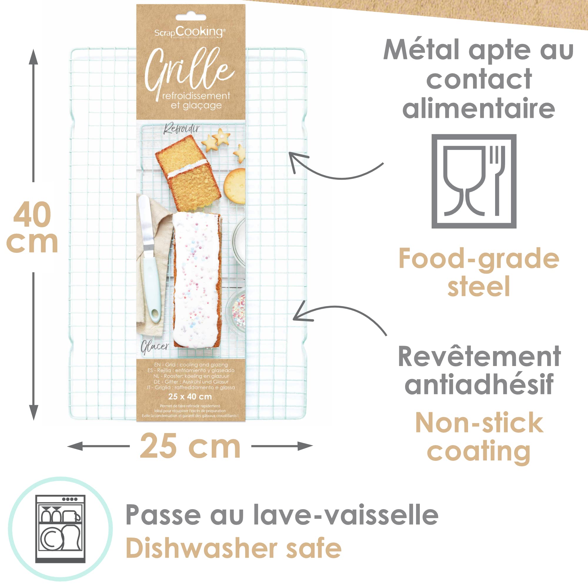 Grille à Pâtisserie de Refroidissement & Glaçage 25 x 40 cm Vert D'eau