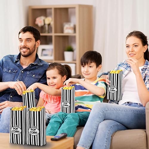 Miniatura 6 de Sherr 500 bolsas de palomitas de maíz, a granel, a rayas, desechables, para noches de cine, Navidad, circo, carnaval, fiestas, cumpleaños, eventos,