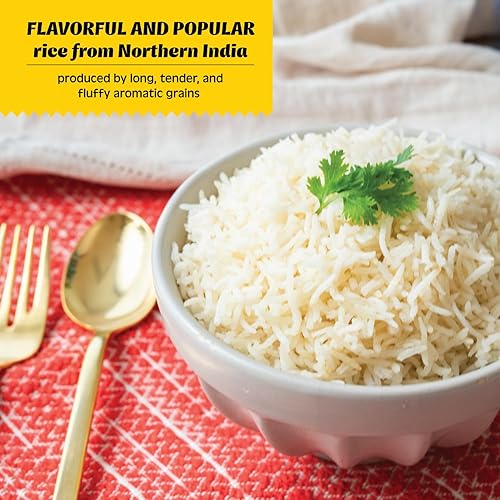 Miniatura 3 de Khazana Arroz basmati ultra largo de alta calidad bolsa Ziploc de 10 libras sin OMG sin gluten Kosher y sin colesterol aromático sabroso y auténtico