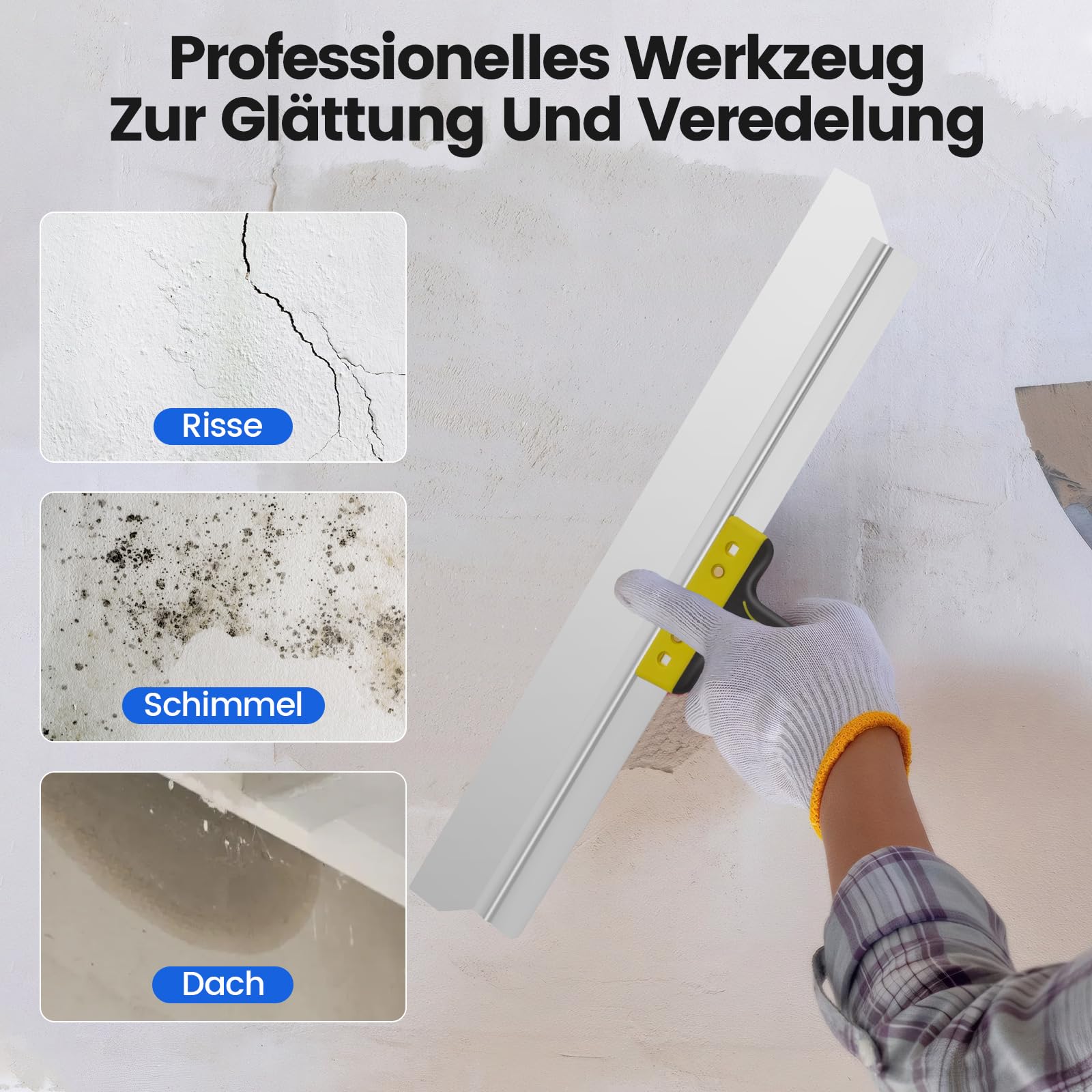 Couteau à Enduire, Couteau à Enduire En Acier Inoxydable Avec Manche Ergonomique éPaisseur Lame: 0,65 Mm, Largeur: 600 Mm Rouleau Truelle Plate Outil Pour Enduire Lisser Et RéNover Les Surfaces Sèches