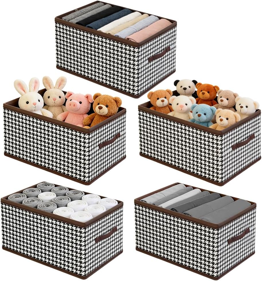 5 Pack Closet Storage Bins, Large Storage Baskets with Handle