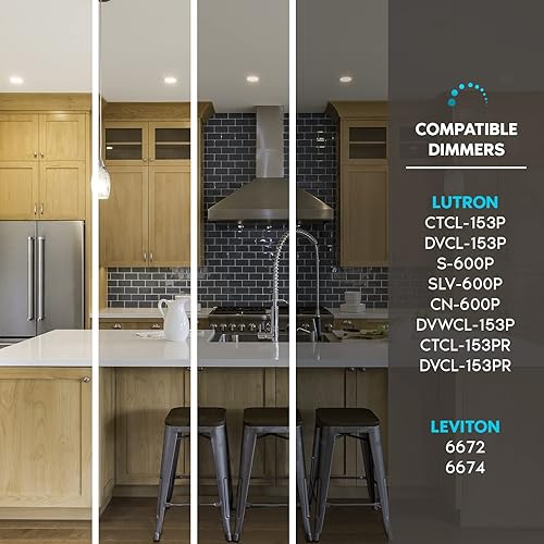 Miniatura 6 de LUXRITE Iluminación empotrable LED ultrafina de 4 pulgadas, 10.5 W, 5 colores seleccionables, 2700 K, 3000 K, 3500 K, 4000 K, CRI 90, 750 lúmenes,