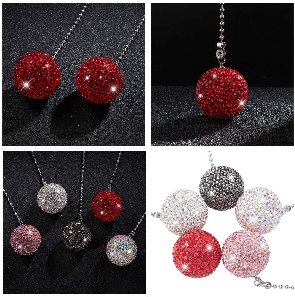 2 Pieces Red Rhinestone Clay Beads Pull Chain for Ceiling Fan Light Pendant Decoration With 30cm, 90cm Extension