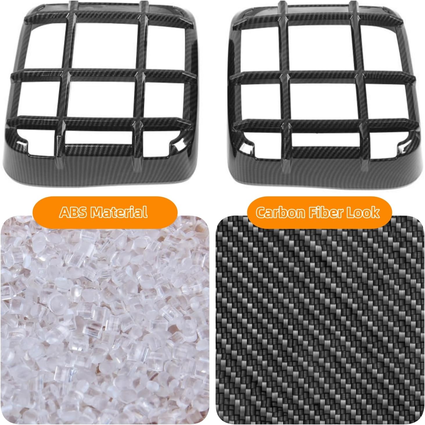 YOCTM Tail Light Covers Compatible With 2018-2025 Jeep Wrangler JL & JLU | Carbon Fiber Look Rear Taillight Guards Protector Trim fits Rubicon, Sahara, Sport