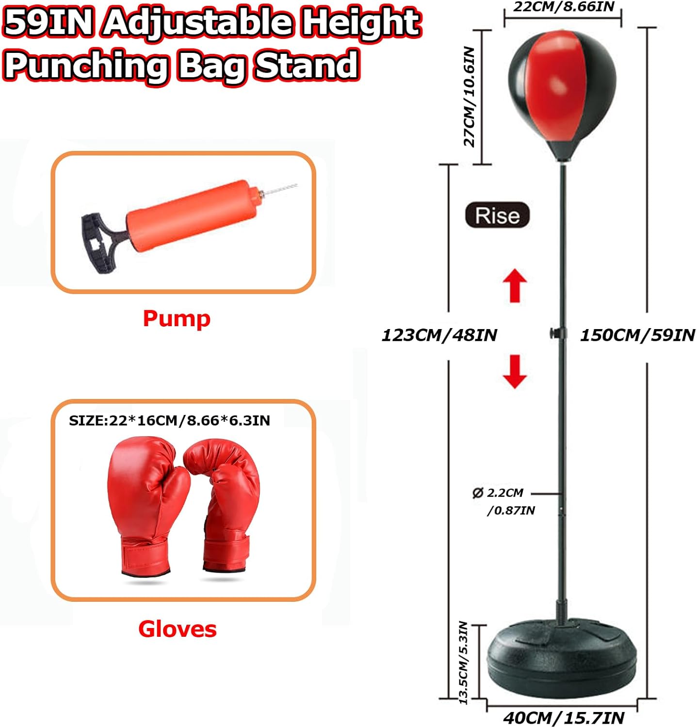 Speed Ball Stand Punching Bag Set,Fitness Reflex Bag for Adults,Adjustable Height Freestanding Reflex Speed Bags with Gloves, Boxing Punching Bag for Training, Stress Relief and Fitness.