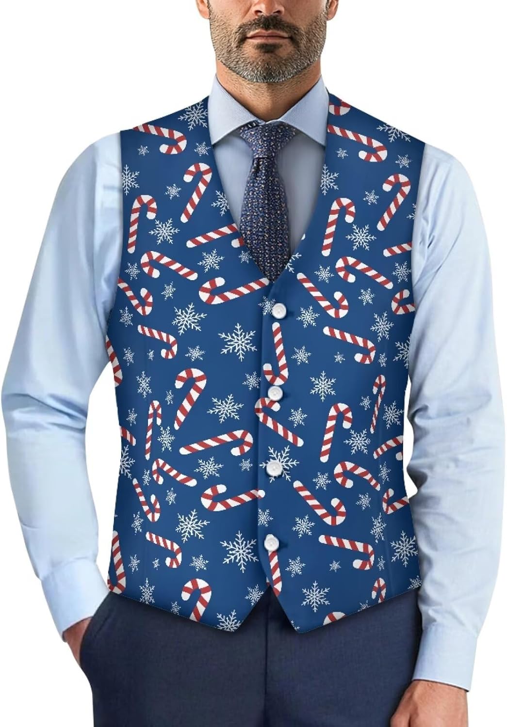 Christmas Suit Jackets for Men Lightweight Men's Suit Vests for Casual Party V-Neck Mens Waistcoat with Strap
