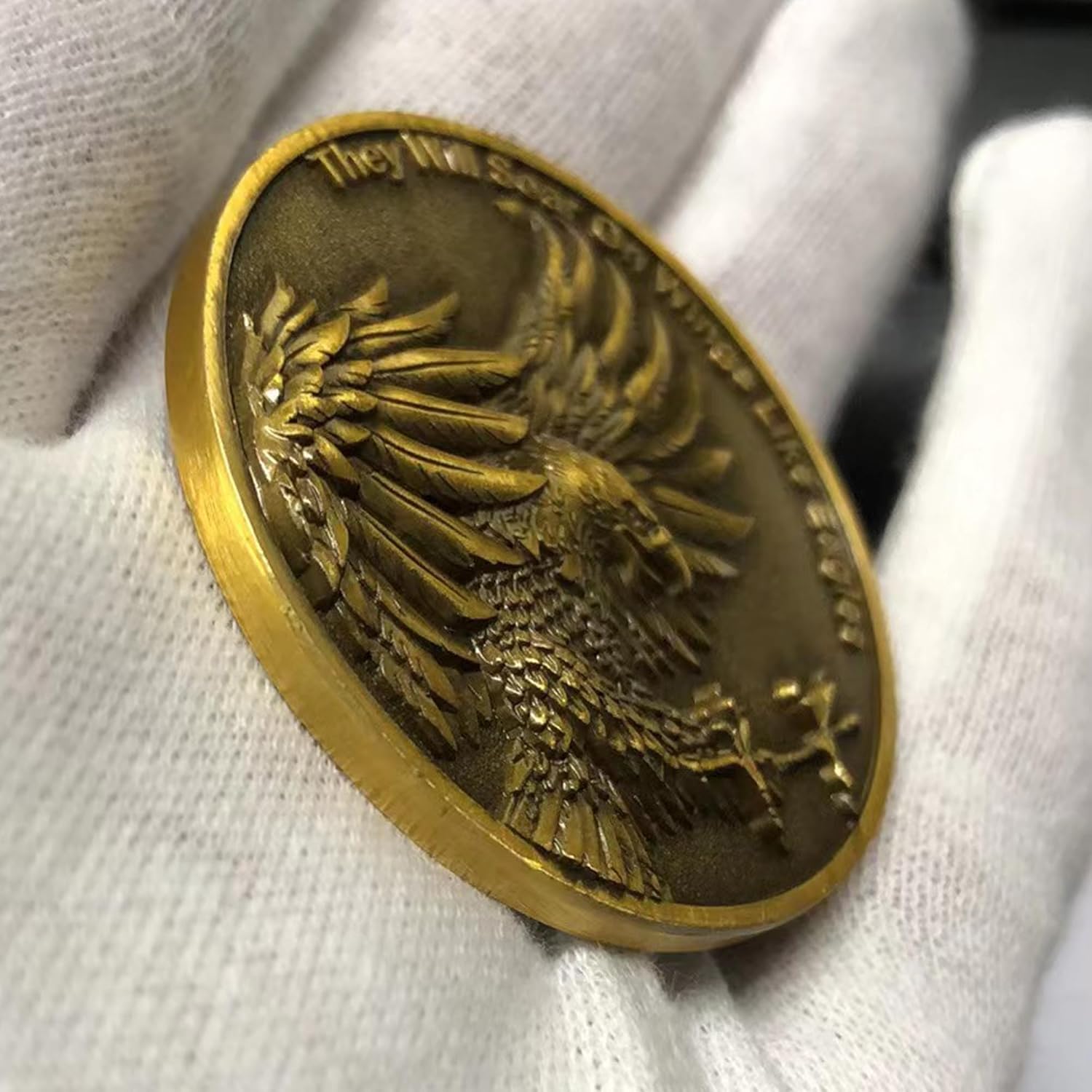 Divine Eagles Wings Christian Challenge Coin - Reminder of Strength and Faith - Bible Verses Gift Pocket Token (Pack of 10)