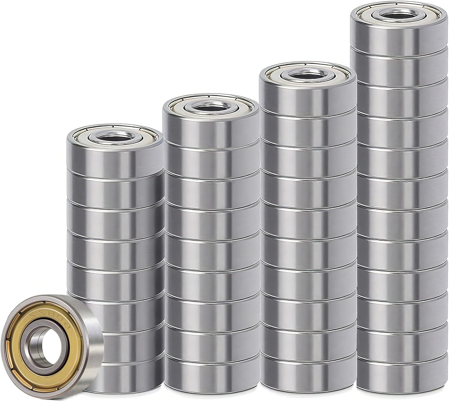 40 Sztuk Łożysk Kulkowych 608 ZZ, Łożyska Kulkowe 8 mm x 22 mm x 7 mm ze Stali Węglowej, M