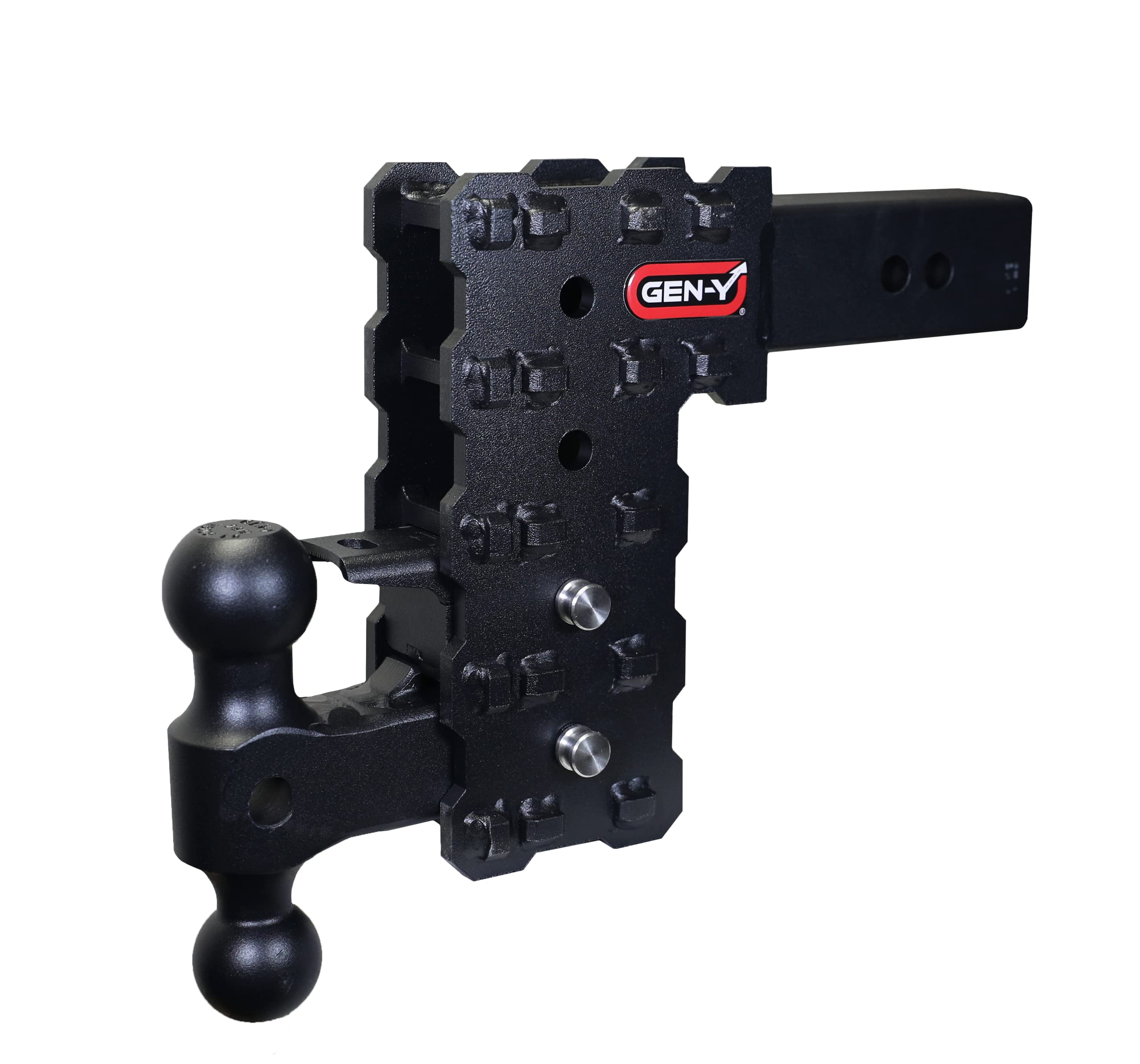 GEN-Y GH-2424X Phantom-X 16K Solid Shank Adjustable 7.5" Drop Hitch with GH-051 Dual-Ball, GH-032 Pintle Lock for 2.5" Receiver - 16,000 LB Towing Capacity - 1,600 LB Tongue Weight