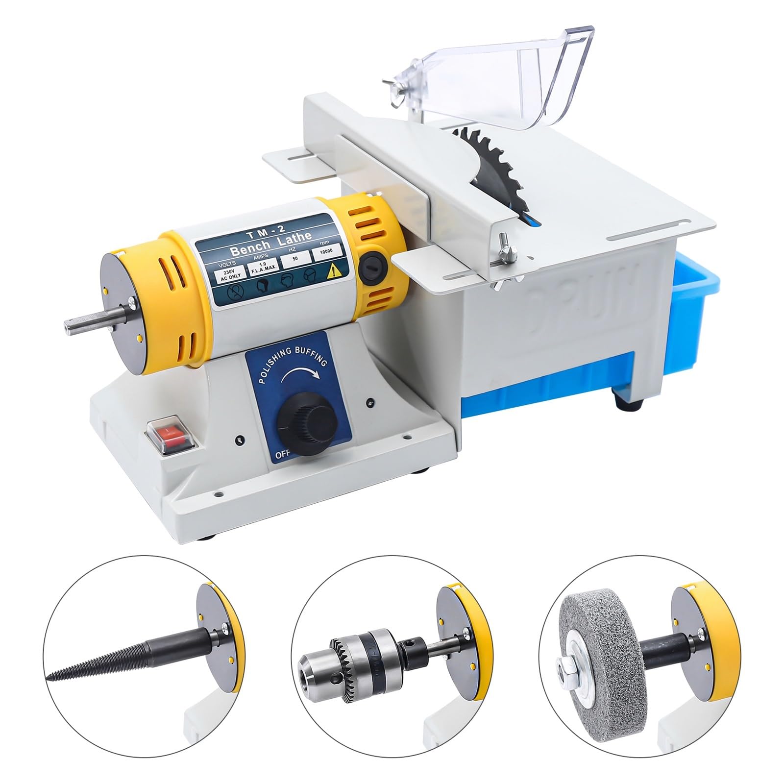Esmeriladora de Banco, Mini Sierra de mesa multifuncional for carpintería, 10000RPM, joyería de gemas, pulidora de roca, máquina de corte, torno de banco, amoladora de 320W, para moler, pulir y talad
