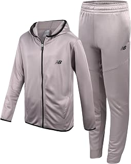 New Balance Boys 2 Piece Fleece Zip Up Hoodie & Jogger Track Pants 8-12 | Full Front Closure, Cozy Hood & Ribbed Cuffs, Adjustable Elastic Waist, Durable Pick for Gym Class or Weekends