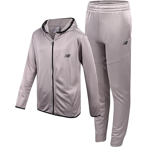 New Balance Boys Sweat Suit Set - 2 Piece Soft Performance Fleece Zip Up Hoodie and Jogger Track Pants for Boys (Sizes: 8-16)