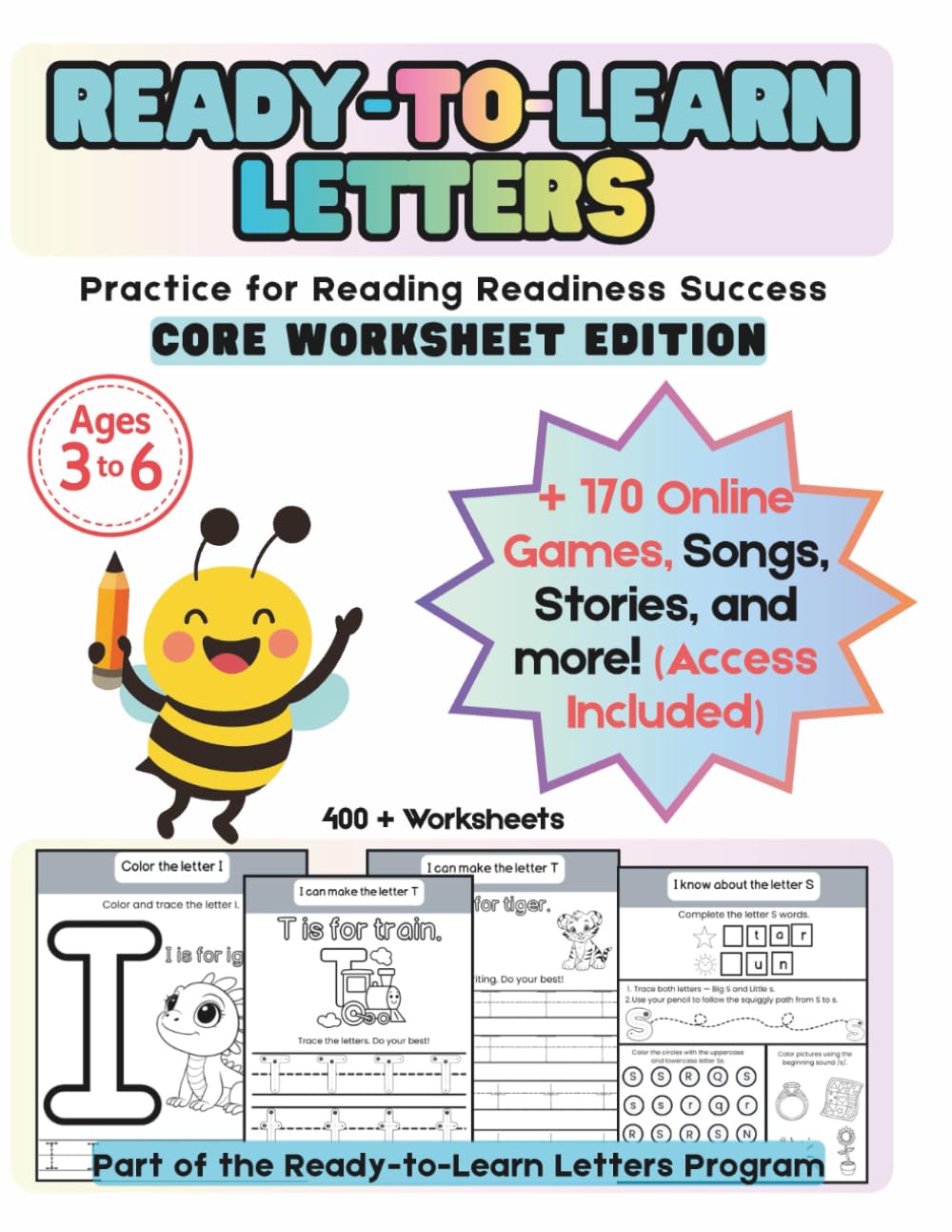Ready-To-Learn Letters: Alphabet Workbook - Core Worksheet Edition: Practice for Reading Readiness Success